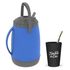 Kit Tererê Copo Plástico + Bomba Niquelado 19cm + Garrafa Térmica 2,5L - Soprano