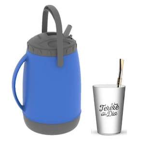 Kit Tererê Copo Plástico Bc + Bomba Niquelado 19cm + Garrafa Térmica 2,5L - Soprano