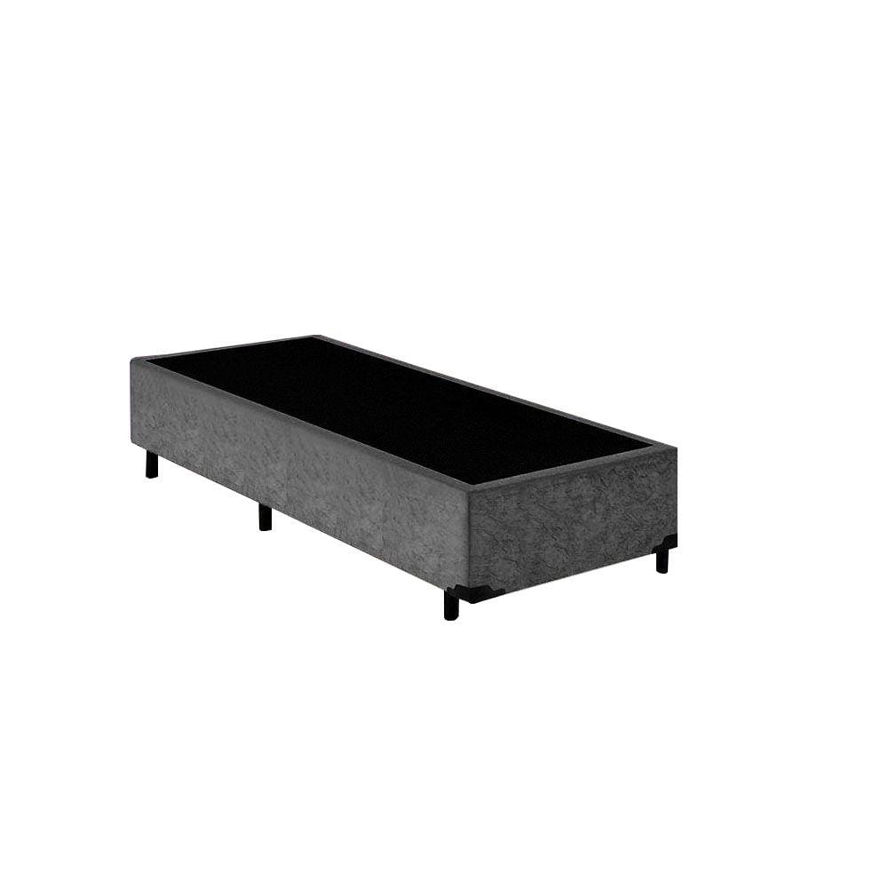 Cama Box Blindado Solteiro NK Camas Suede Cinza 40x78x188