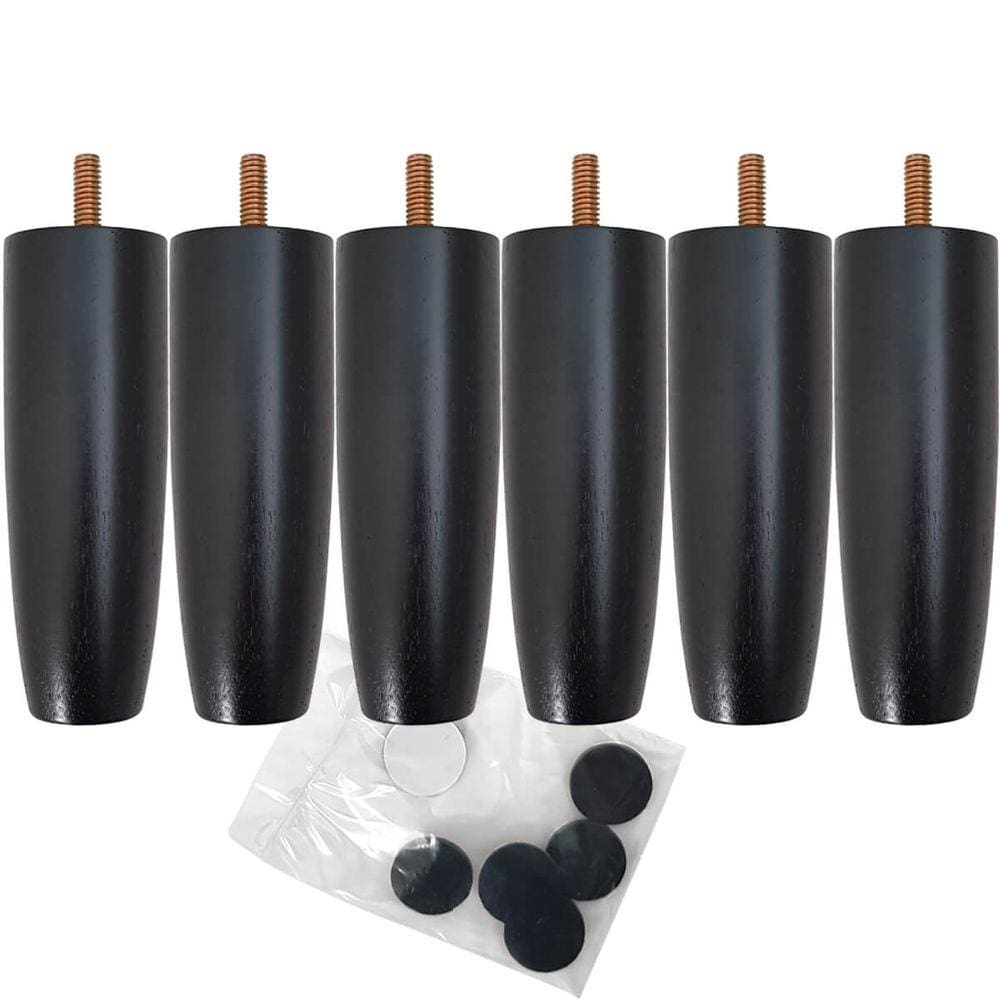 Kit 06 Pés De Madeira Para Camas Box Solteiro Pe De Cama 13cm Preto Pés Para Móveis