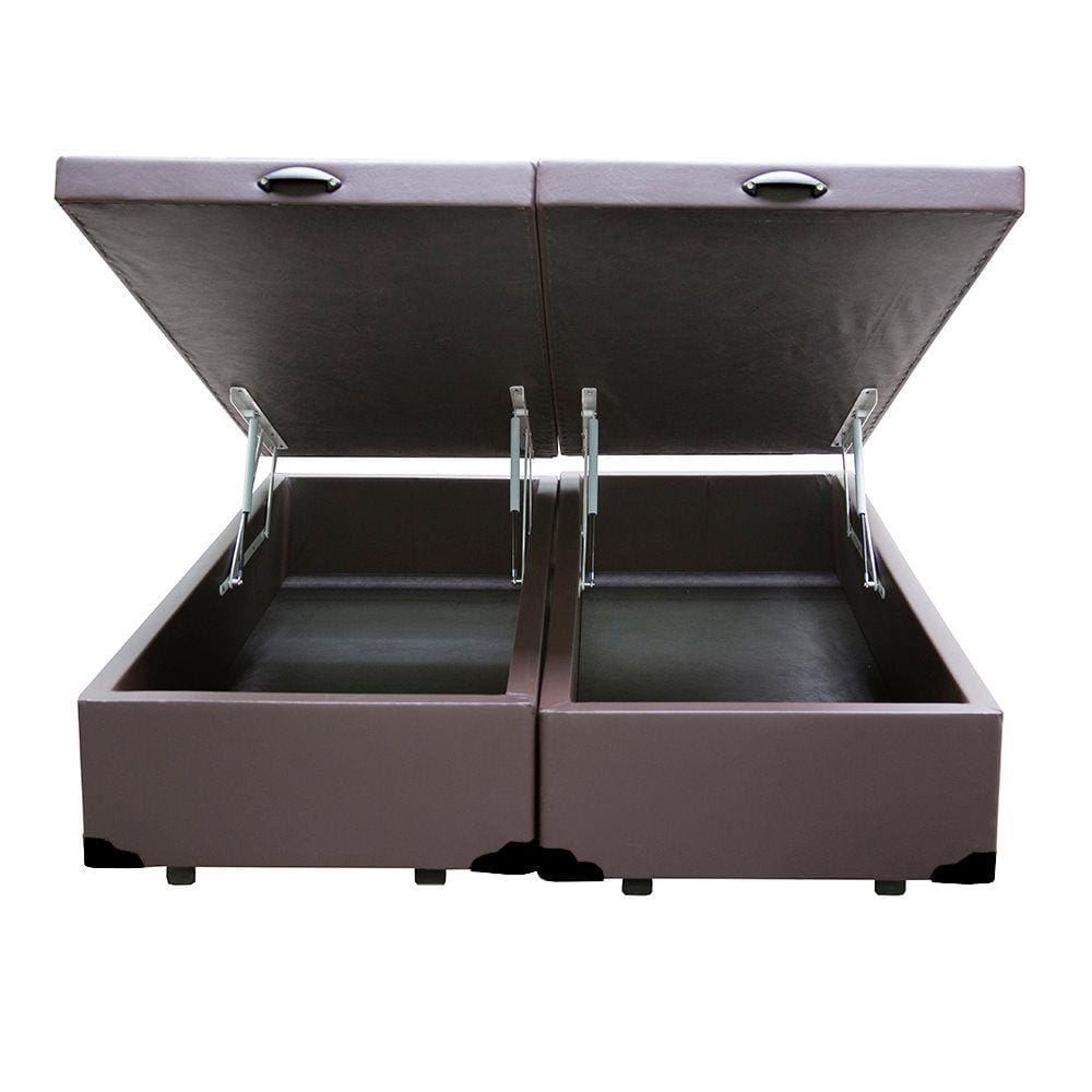 Cama Box Baú Casal Bipartido NK Camas Sintético Marrom 41x138x188