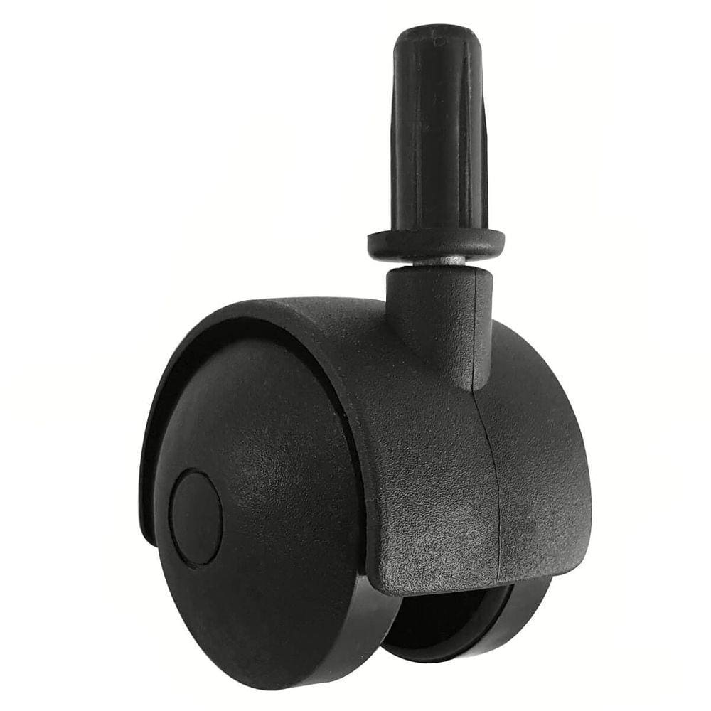 Rodízio de Pressão Plástico Preto com Pino Para Móveis e Cama Box Rodinha Giratória