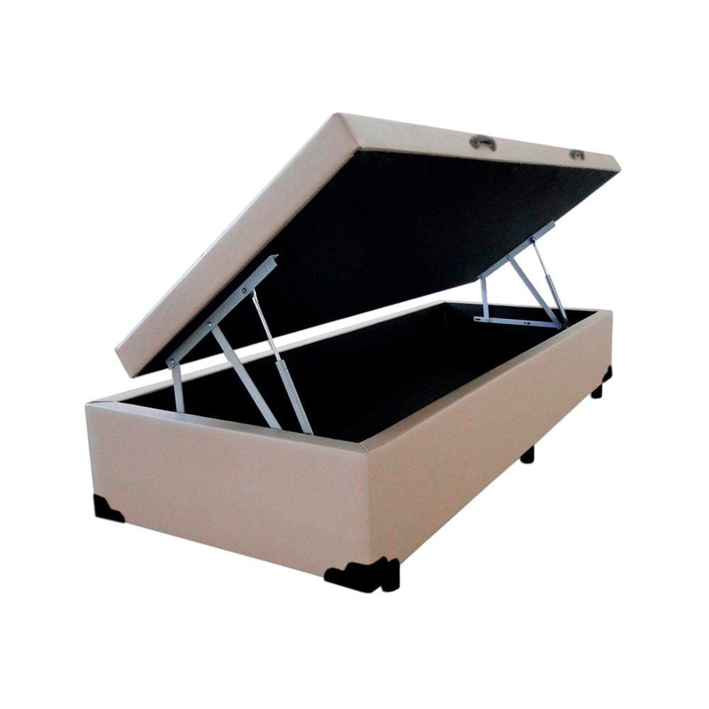 Cama Box Baú Solteiro AColchões Sintético Bege 41x88x188