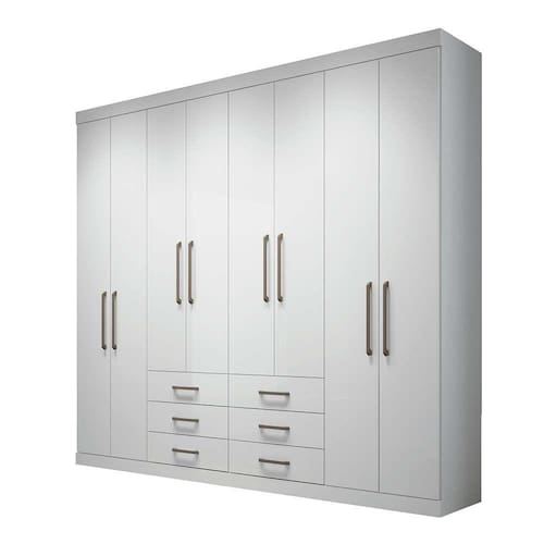 imagem-Guarda Roupa Casal Master 8 Portas 6 Gavetas Santos Andirá - Branco
