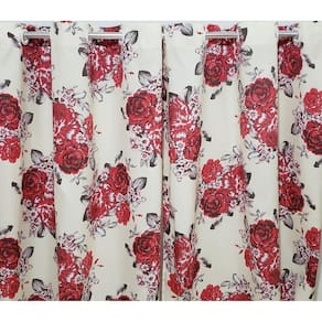 Cortina Florida Vermelha Estampada Sala/Quarto 300X230 | Fabritex