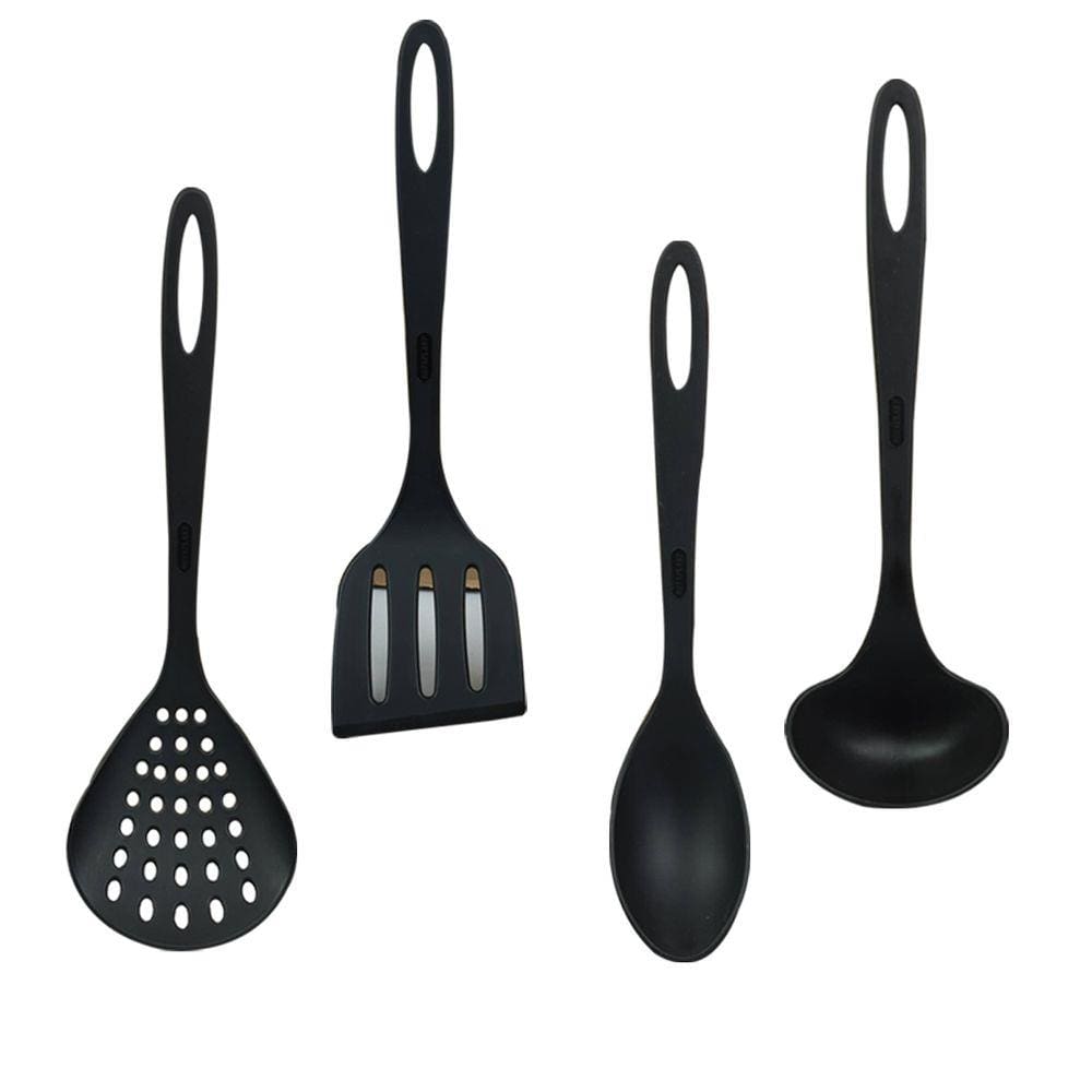 Kit 4 Utensílios Nylon Acessórios De Cozinha Espátula Colheres Espumadeira Concha Culinários - Rotaplast