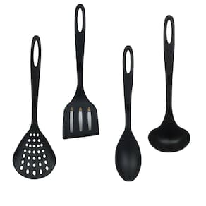 Kit 4 Utensílios Nylon Acessórios De Cozinha Espátula Colheres Espumadeira Concha Culinários - Rotaplast