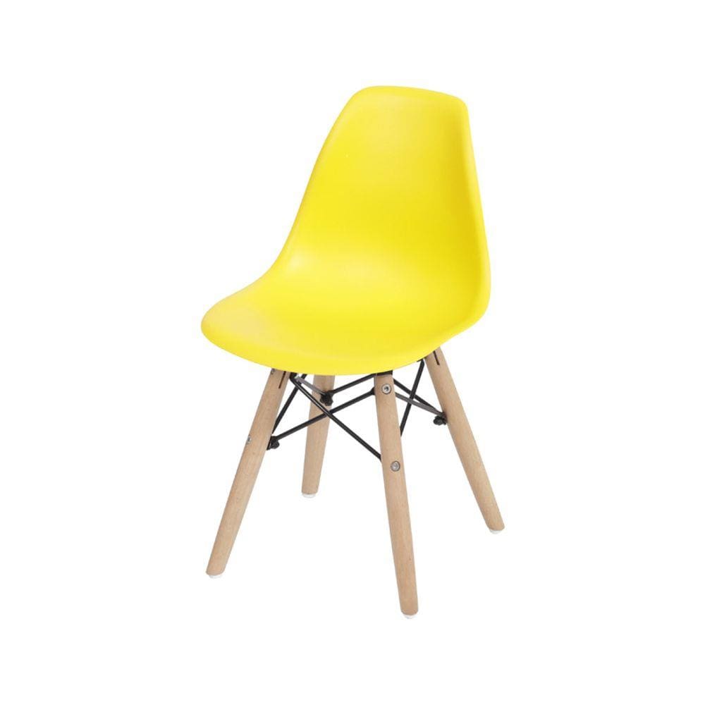 Cadeira Boxbit Infantil Dkr Eames Polipropileno Amarela Base Madeira