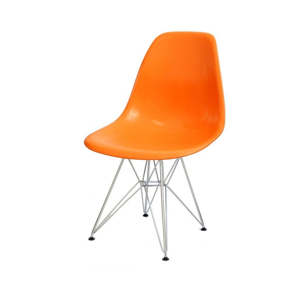 Cadeira Boxbit Dkr Eames Polipropileno Laranja Cromada