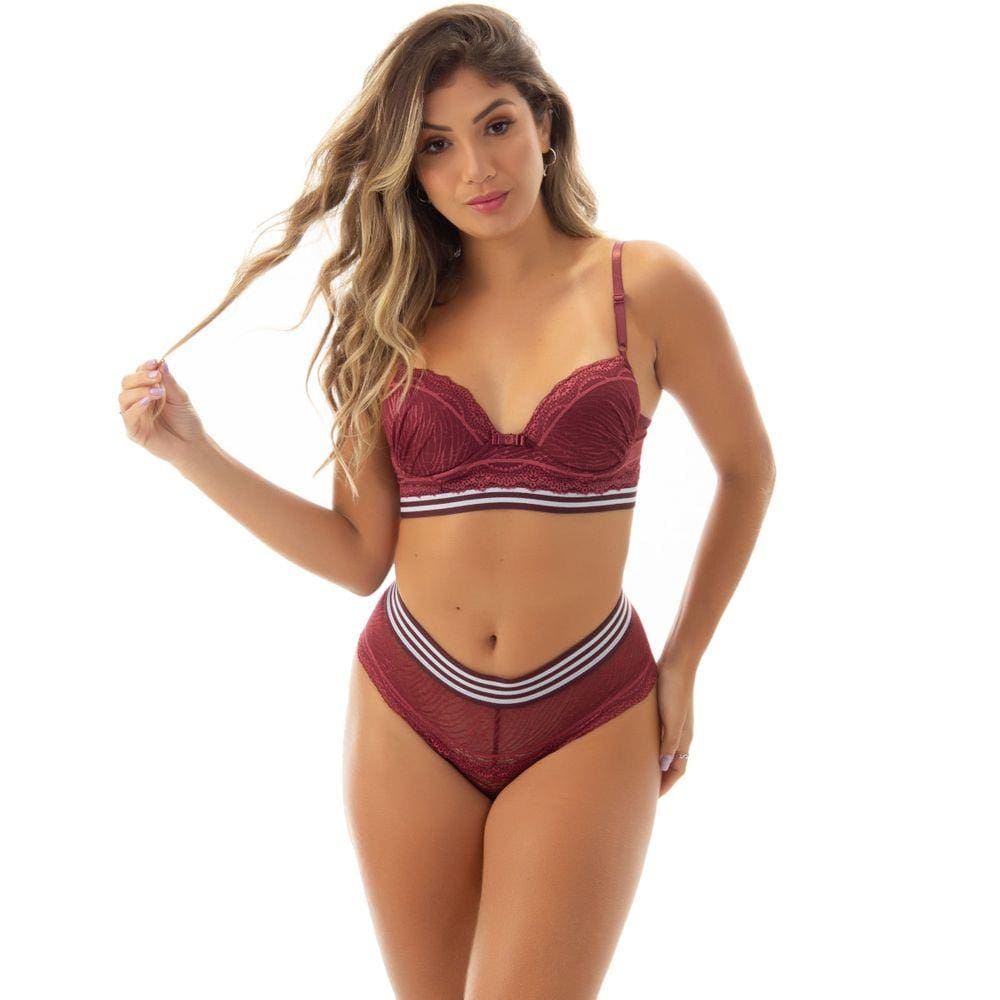 Lingerie de Renda com Cós Elástico e Lateral Larga | 7045