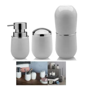 Kit Banheiro Belly Porta Escova + Suporte Algodão + Dispenser Sabonete - Ou