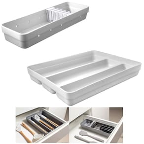 Kit 2 Organizador Gaveta Suporte Utensílios Talheres Porta Facas Logic - Ou