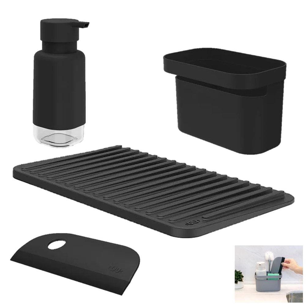 Kit Dispenser Organizador Pia Porta Detergente Escorredor Copos Rodo Cozinha - Ou
