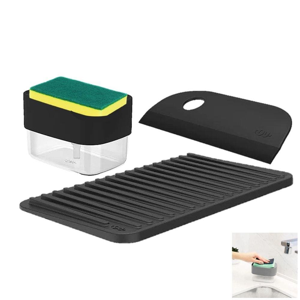 Kit Dispenser Porta Detergente Esponja Escorredor Copos Utensílios Rodo Pia Cozinha - Ou