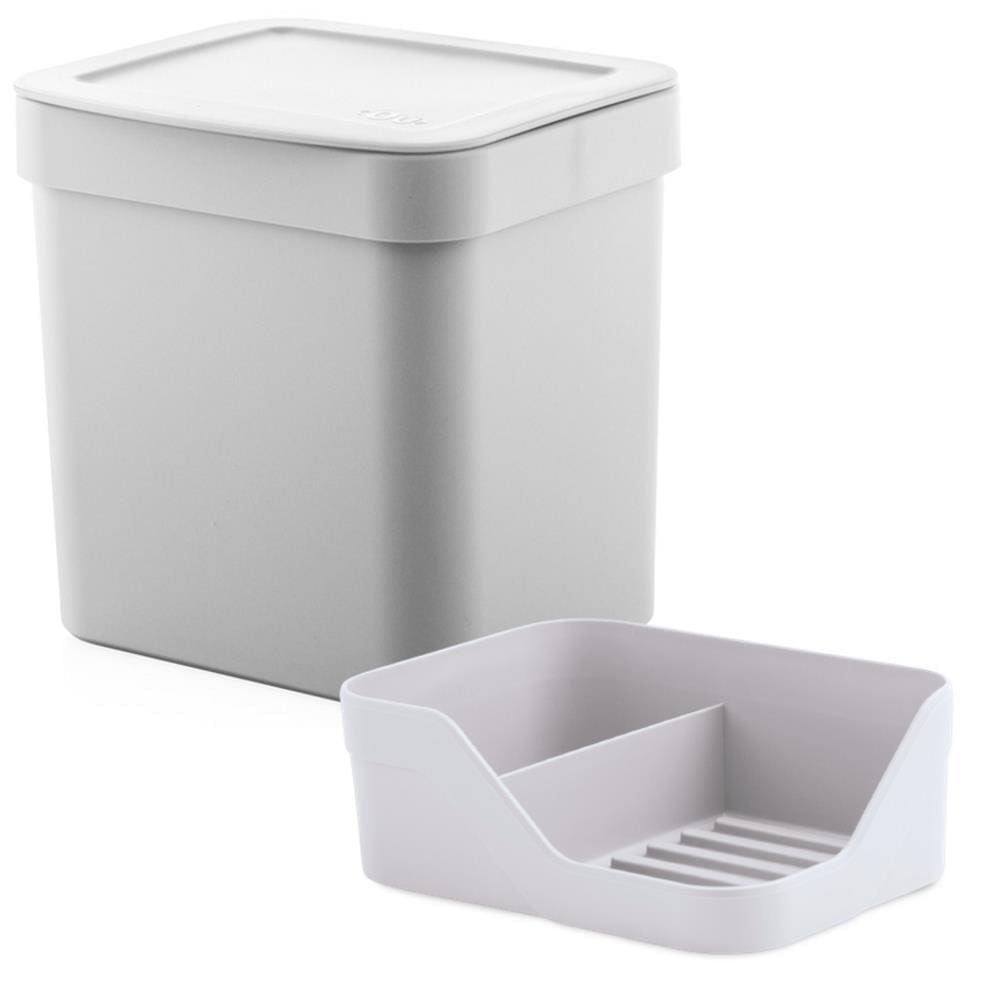 Kit Cozinha Organizador Pia Porta Detergente Bucha + Lixeira 4,7 Litros - Ou