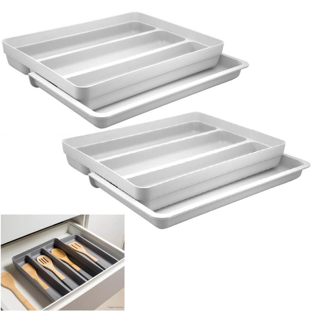 Kit 2 Organizador Gaveta Extensível Divisor Porta Utensílios Talheres Cozinha - Ou