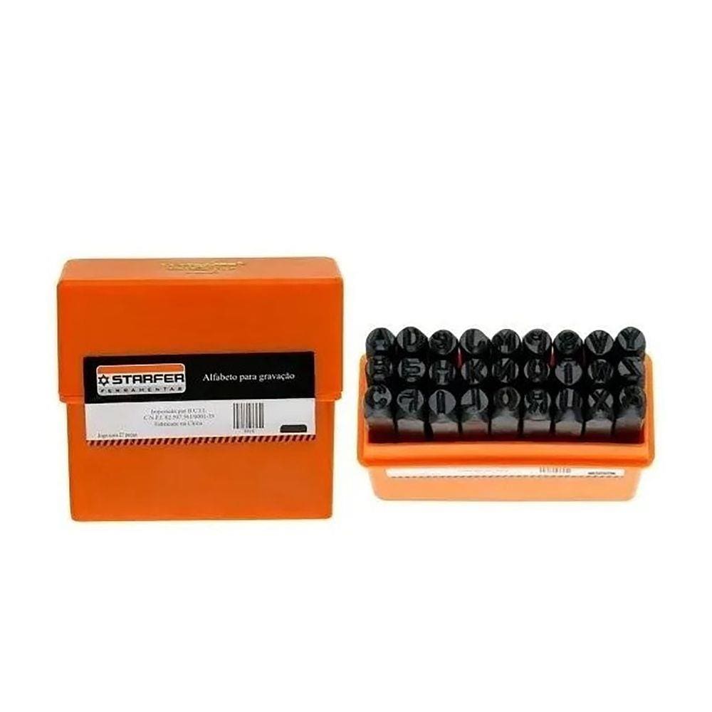 Jogo De Punção Tipo Alfabeto 8 mm Com 27 Peças Starfer