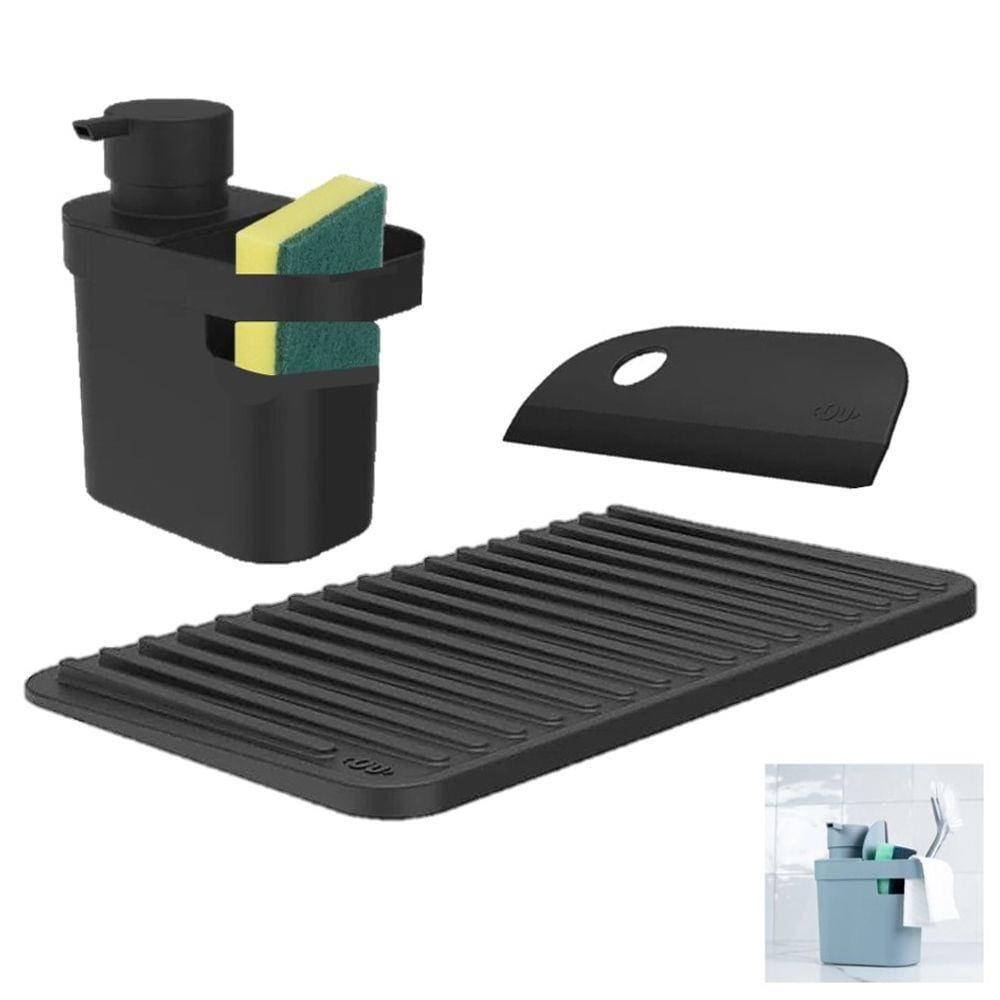 Kit Dispenser Porta Detergente Utensílios Escorredor Copos Rodo Pia Cozinha - Ou