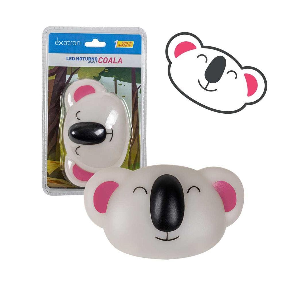 Luminária Luz Noturna Coala Infantil Abajur Parede Exatron ST2407