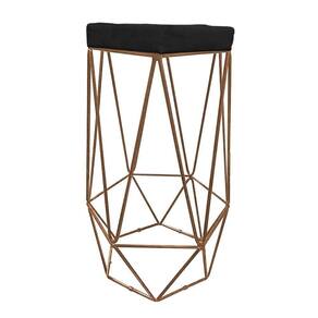 Banqueta Hexagonal Aramado Cobre Suede Preto