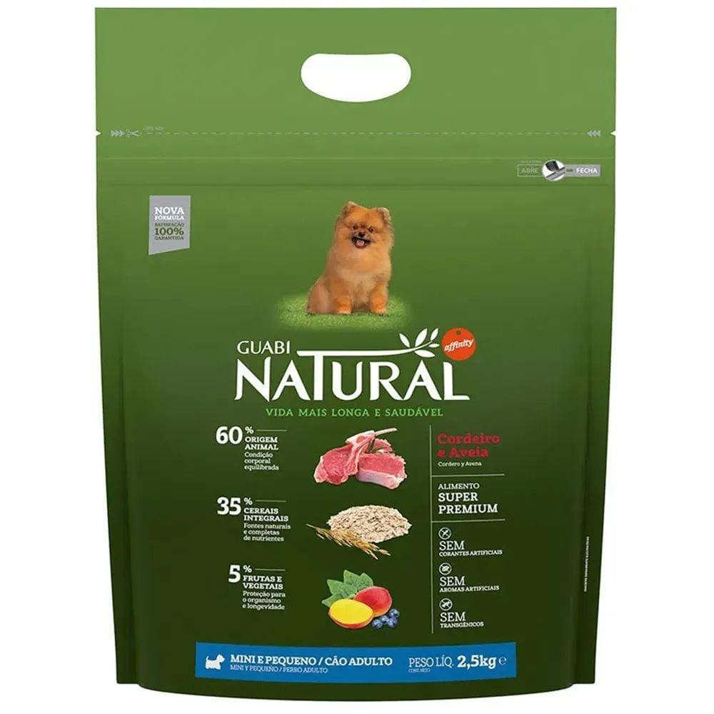 Ração Guabi Natural Cães Adultos Miniaturas e Pequenos Cordeiro e Aveia (2,5 kg) - Affinity Guabi