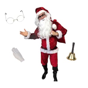 Fantasia Natal Roupa Papai Noel Adulto Veludo Molhado Completo c/ 10 Peças