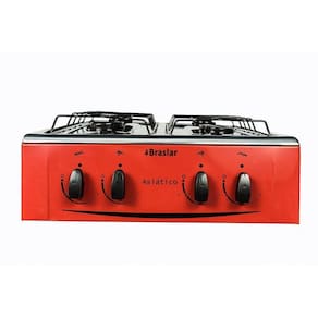 Fogão Portátil 4 Bocas Mesa Em Inox Asiatico Vermelho Bivolt
