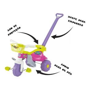 Triciclo Infantil Tico Tico Motoca Bebê com Haste para Empurrar e Proteção  Lateral Moto Infantil em Promoção na Americanas