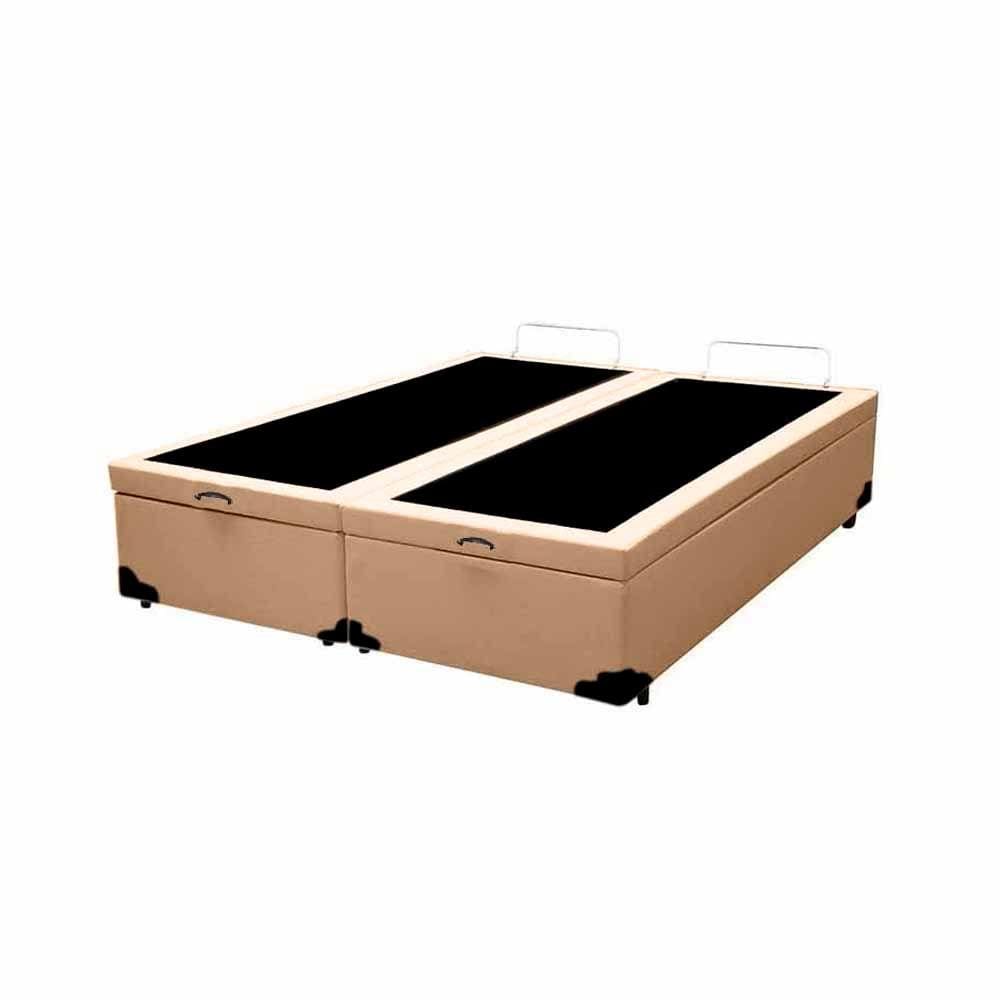 Cama Box Baú King Bipartido NK Camas Sintético Bege 41x193x203