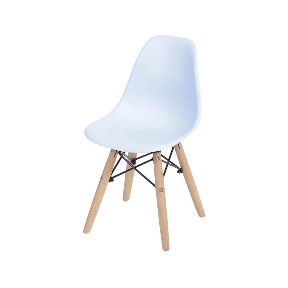 Cadeira Boxbit Infantil Dkr Eames Polipropileno Azul Base Madeira