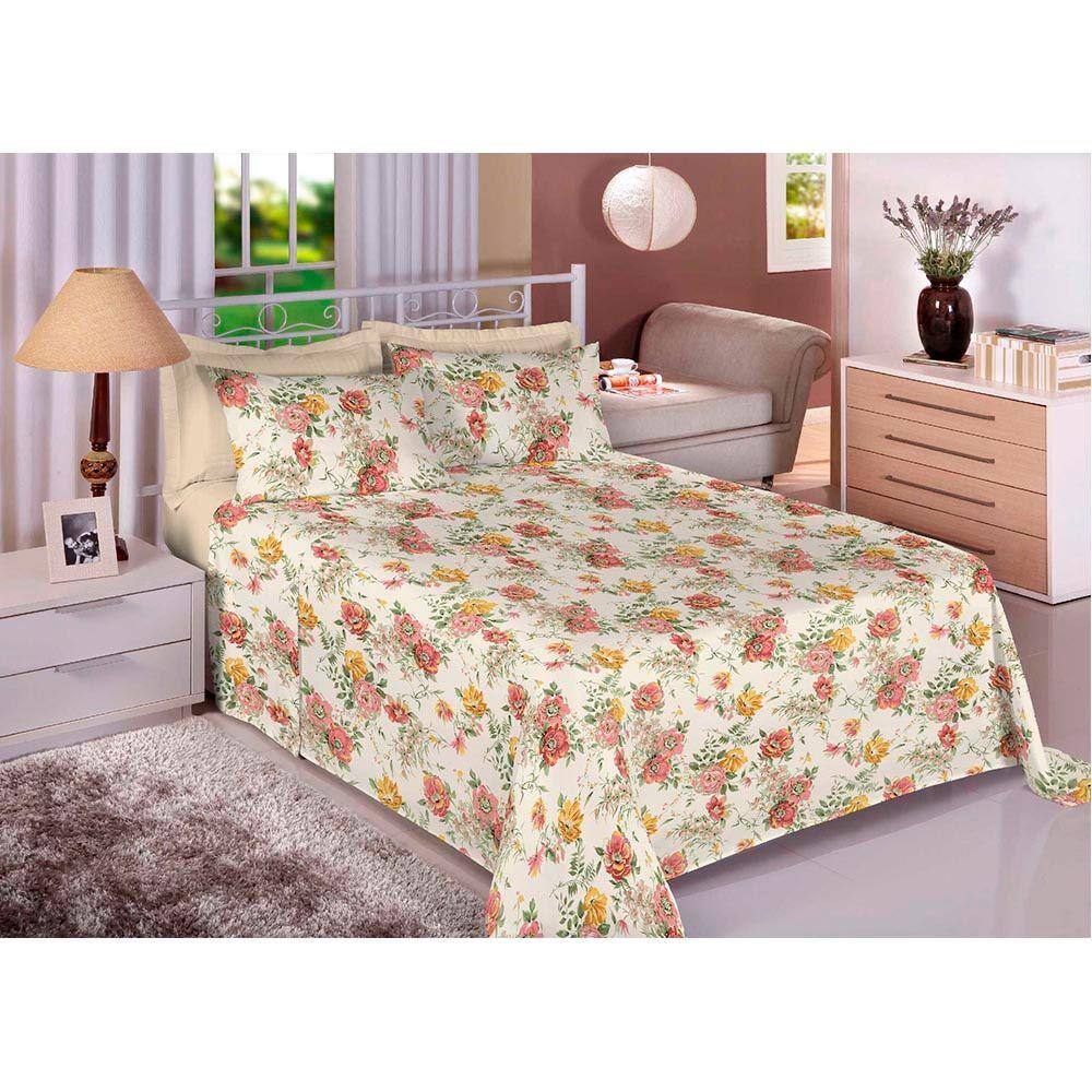 Jogo de Cama Queen 4 Peças 130 Fios 100% Algodão Agatha Sonhare