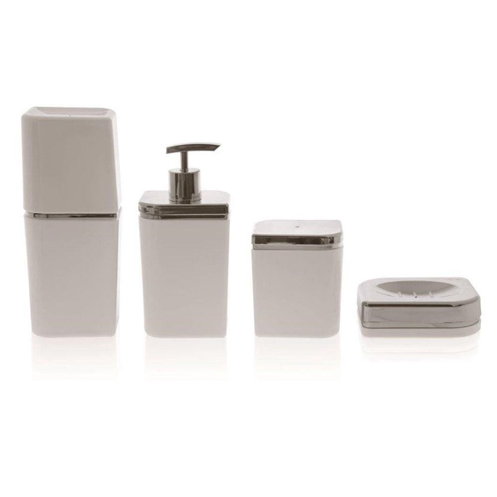 Conjunto Banheiro 4 Pçs Petala Porta Escova Sabonete Algodão - CBP 715 Ou