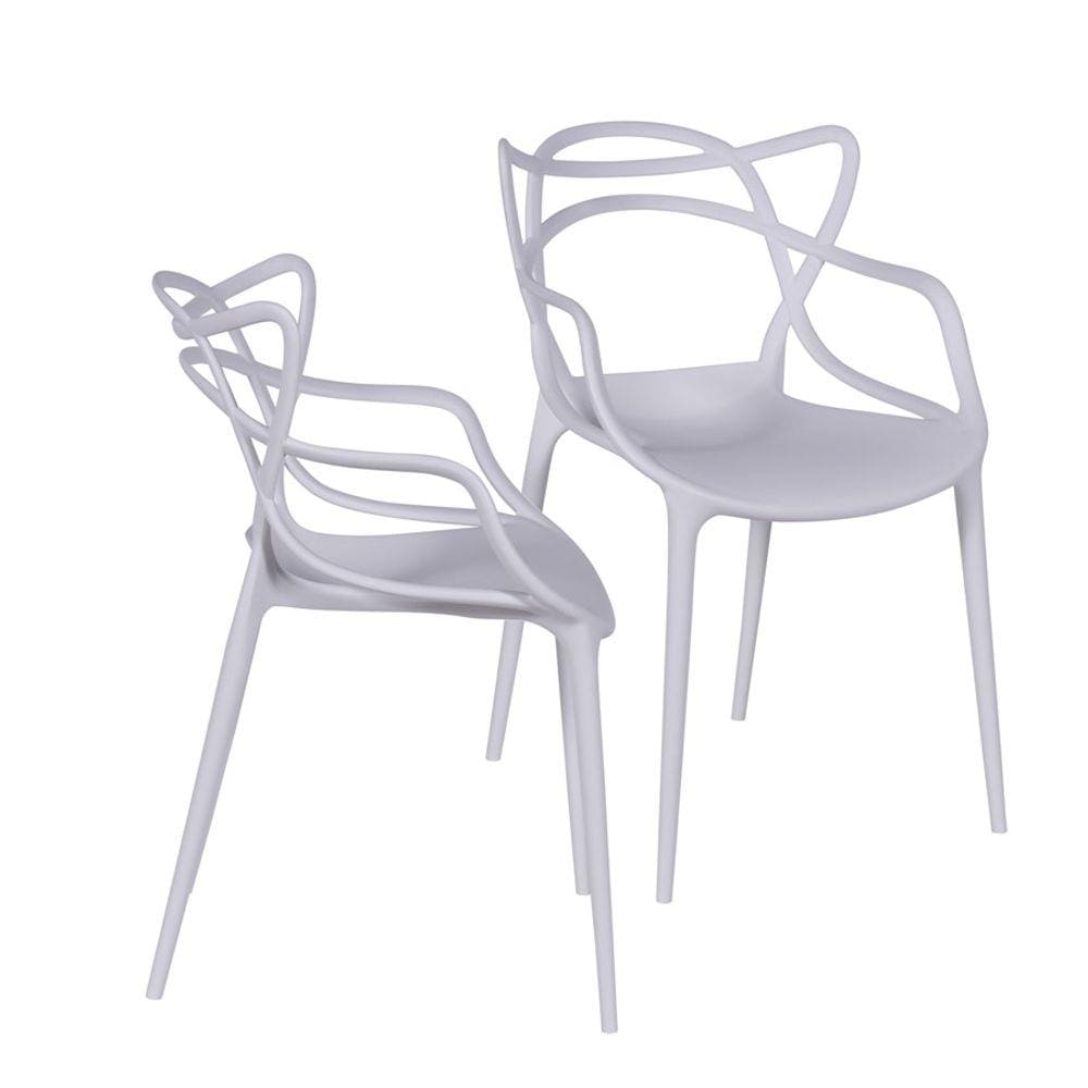 Kit 02 Cadeiras Boxbit Solna Polipropileno Branca