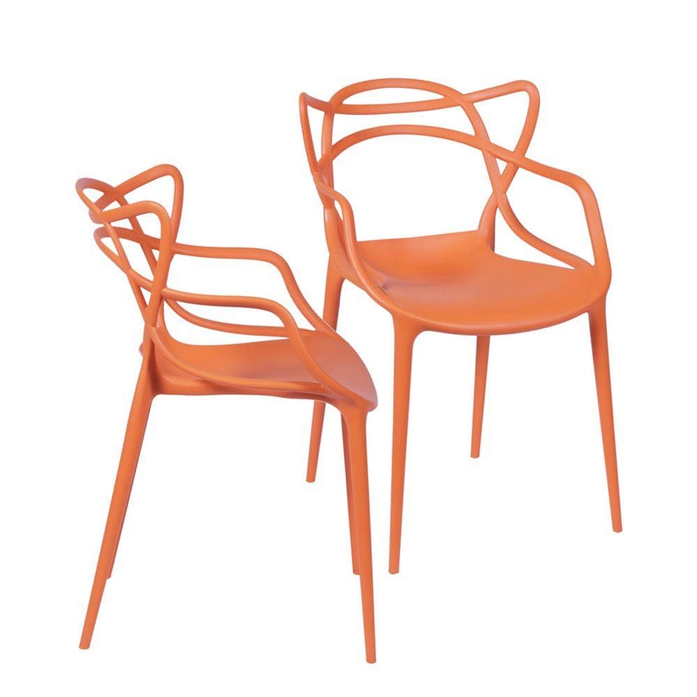 Kit 02 Cadeiras Boxbit Solna Polipropileno Laranja