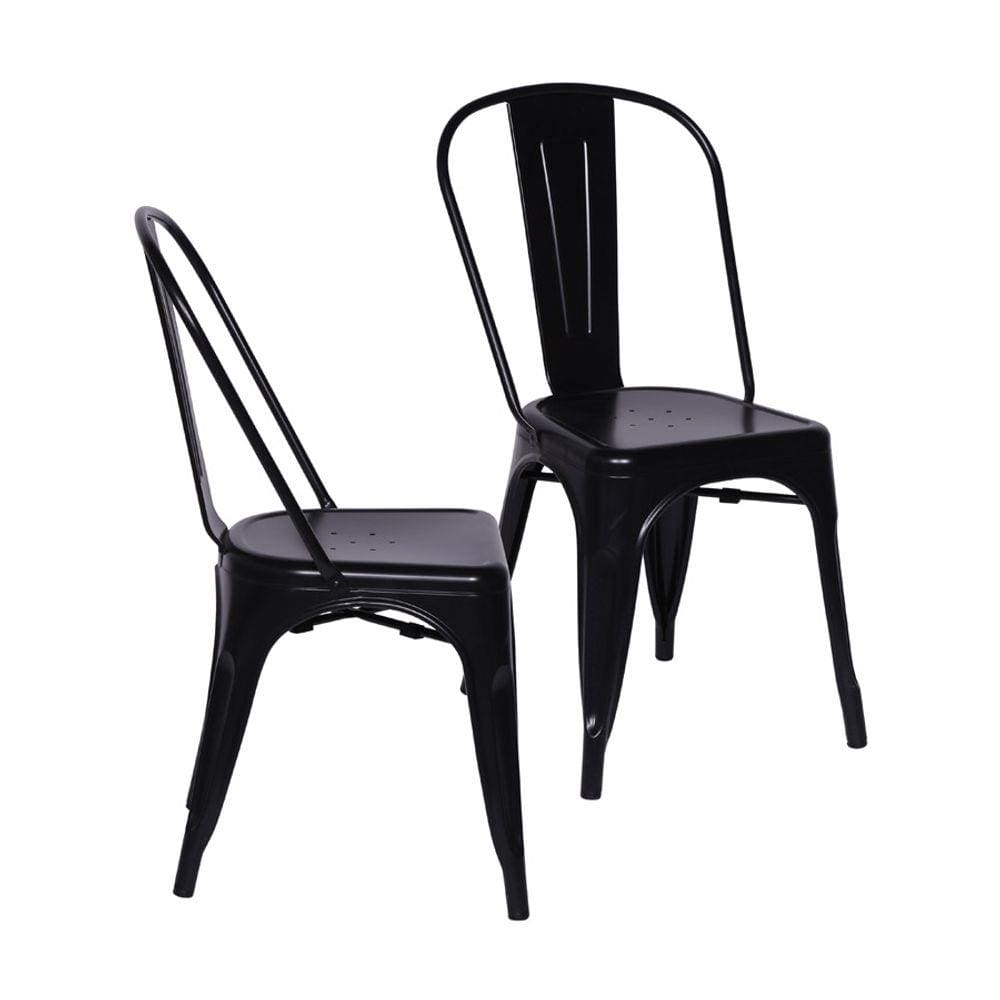 Kit 02 Cadeiras Boxbit Titan Tolix Estrutura em Aço com Pintura Epoxi Preta