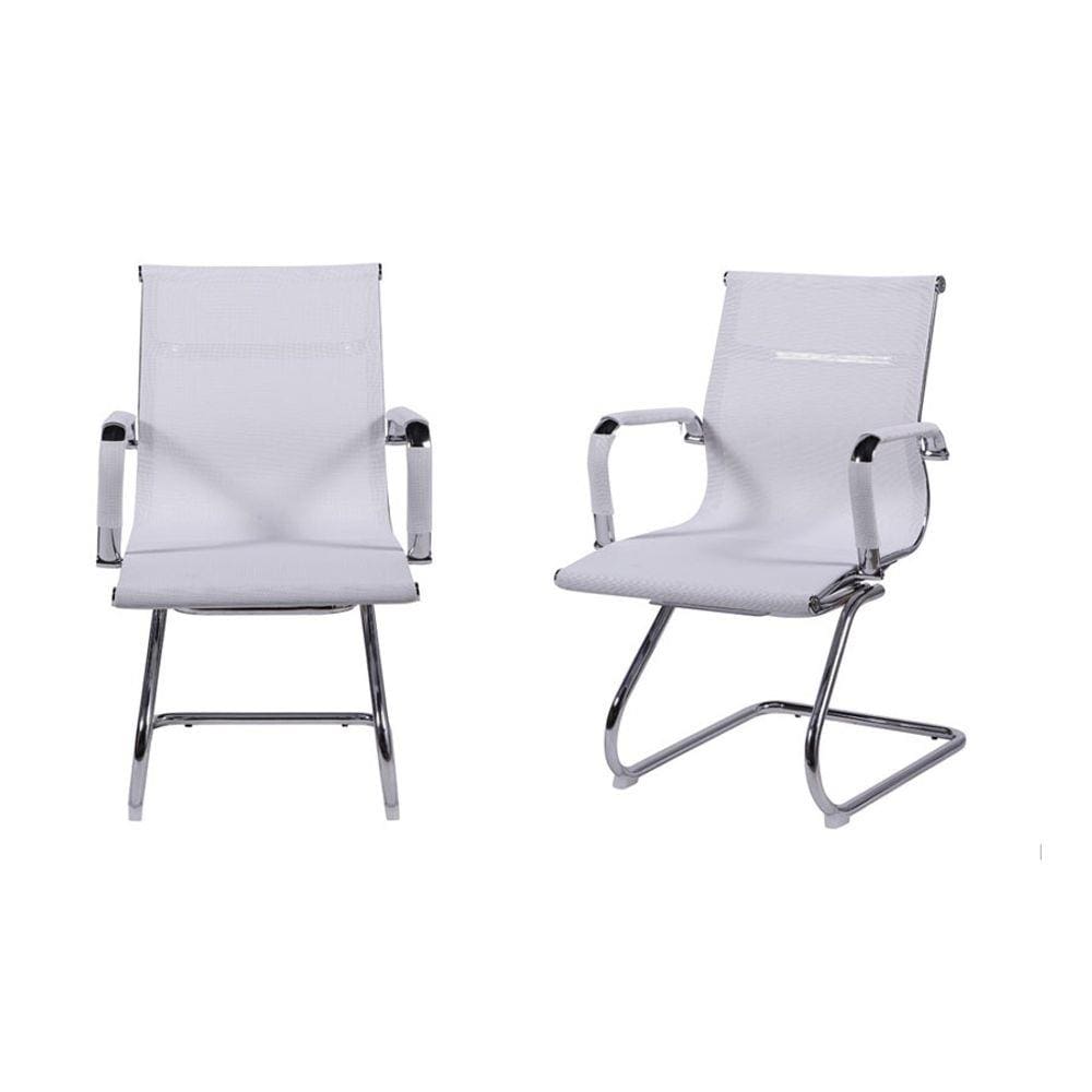 Kit 02 Cadeiras Boxbit Eames Office Tela Fixa Branca