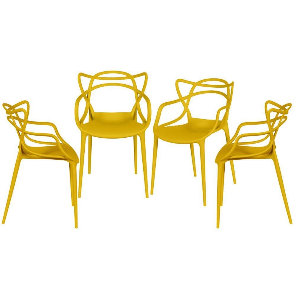 Kit 04 Cadeiras Boxbit Solna Polipropileno Amarela