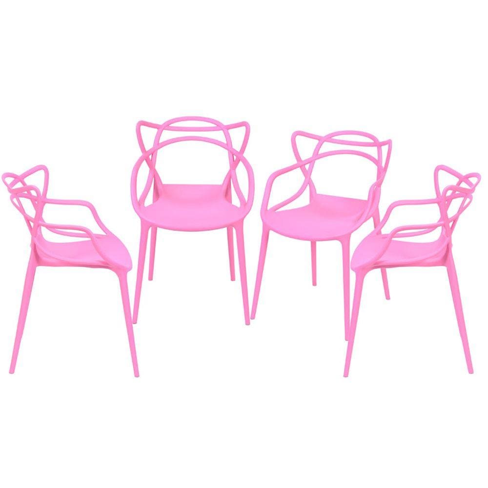 Kit 04 Cadeiras Boxbit Solna Polipropileno Rosa