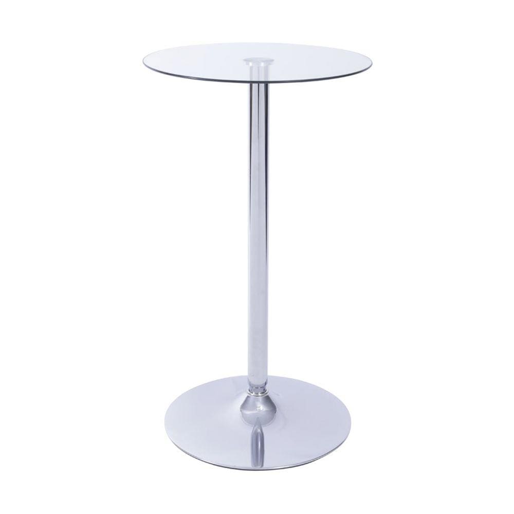 Mesa Boxbit Apollo Bistrô Base Cromada Tampo de Vidro