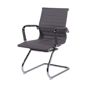 Cadeira Boxbit Eames Office Esteirinha P.U. Cinza Base Fixa Cromada