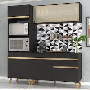 Cozinha Compacta 3 peças  Armário e Balcão Veneza Gb Preta
