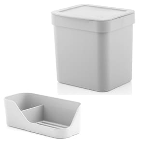 Kit Cozinha Trium Organizador Pia Porta Detergente Esponja + Lixeira 4,7 Litros - Ou
