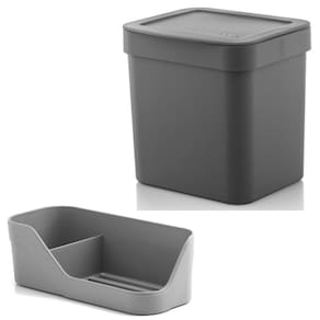 Kit Cozinha Trium Organizador Pia Porta Detergente Esponja + Lixeira 4,7 Litros - Ou