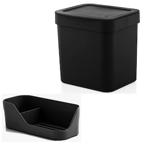 Kit Cozinha Trium Organizador Pia Porta Detergente Esponja + Lixeira 4,7 Litros - Ou
