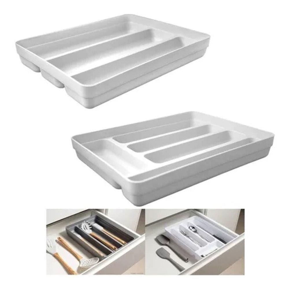 Kit 2 Organizador Gaveta Divisor Talheres Porta Utensílios Cozinha Logic - Ou
