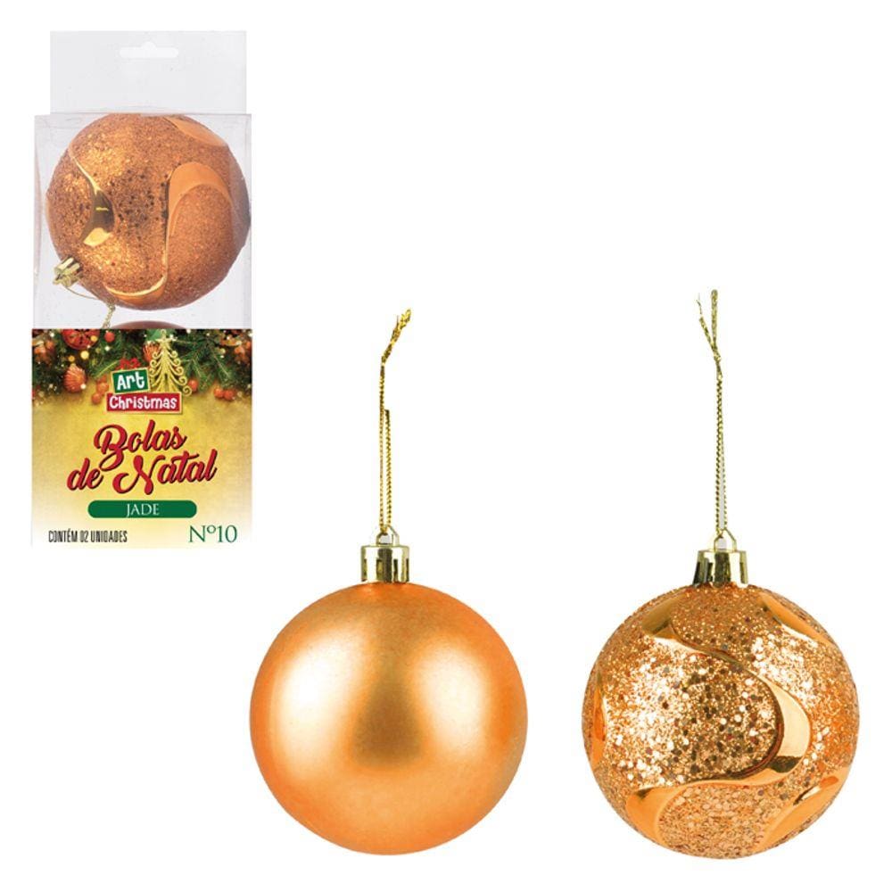 Bola de Natal Jade Bronze 10cm 2/Pcs