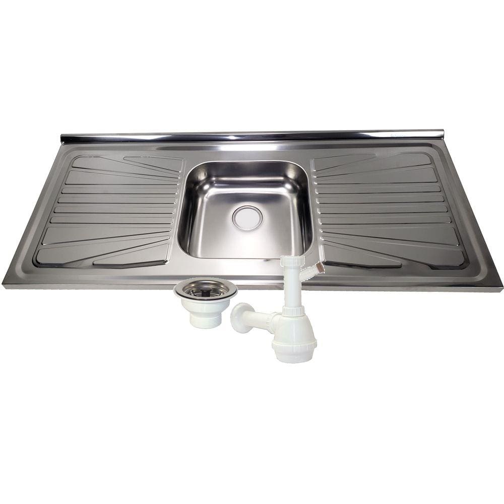 Pia Inox Fabrinox PS1200 120x52cm, cuba central, válvula e sifão