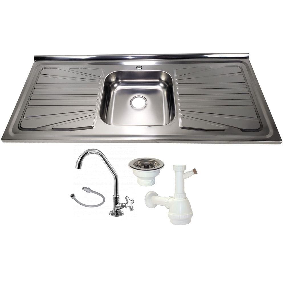 Pia Inox Fabrinox PS1200 120x52cm, cuba central, kit completo