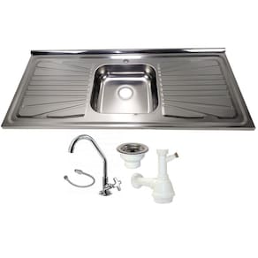 Pia Inox Fabrinox PS1200 120x52cm, cuba central, kit completo
