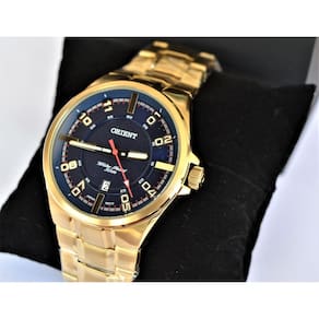Relogio Orient Masculino Aço Dourado Visor Azul Mgss1158 D2kx